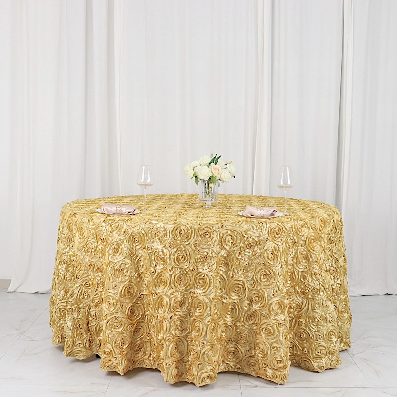 120-Inch ROUND Satin Ribbon Roses Tablecloth Decoration Dinner Wedding Linens - Picture 27 of 118
