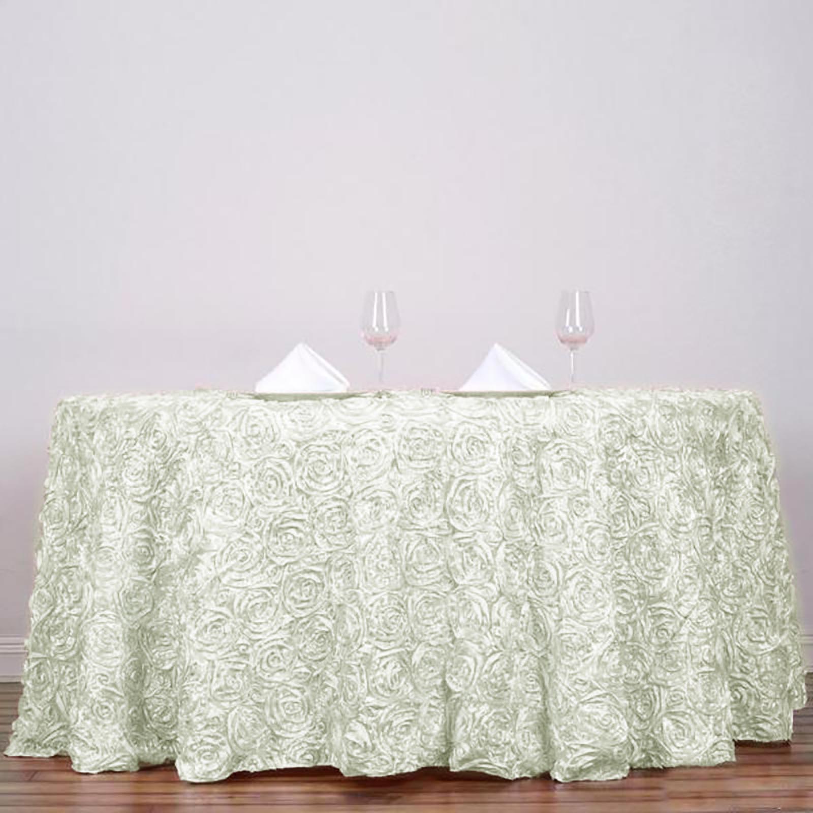 120-Inch ROUND Satin Ribbon Roses Tablecloth Decoration Dinner Wedding Linens - Picture 69 of 118