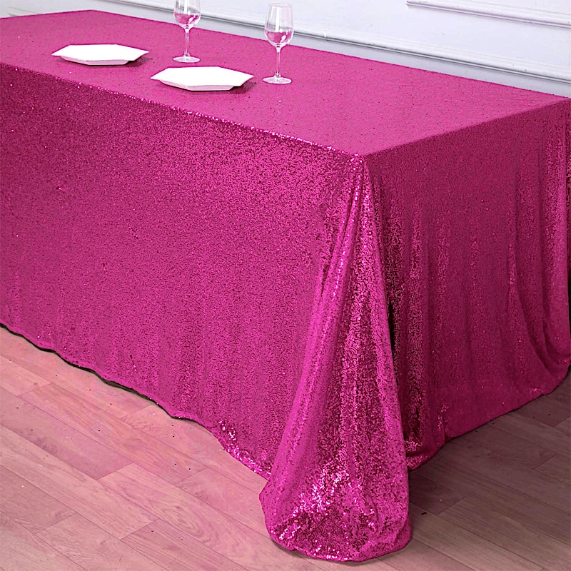 90" x 156" Sequin RECTANGULAR Tablecloth Dinner Wedding Linens Party Decorations - Picture 35 of 93