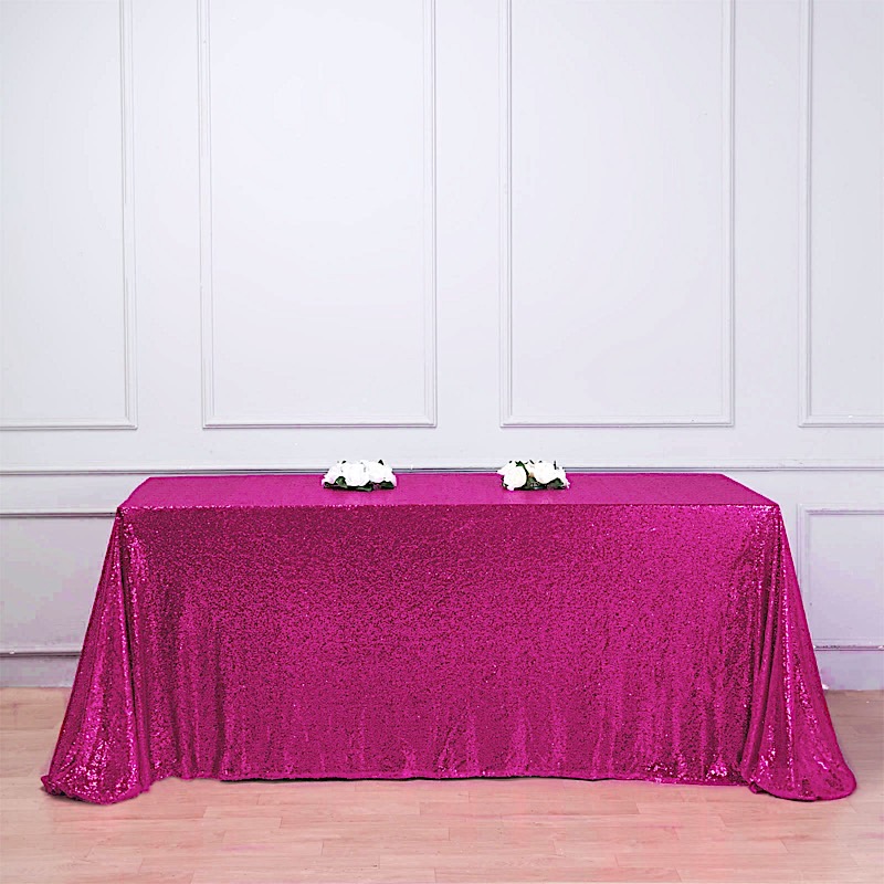 90" x 156" Sequin RECTANGULAR Tablecloth Dinner Wedding Linens Party Decorations - Picture 31 of 93