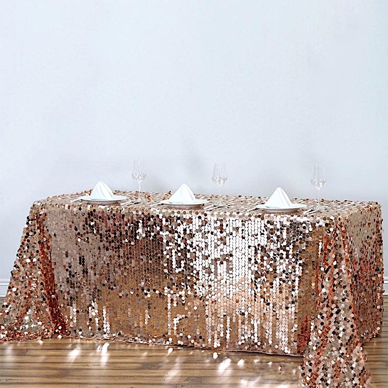 90x156-Inch RECTANGULAR TABLECLOTH Big Payettes Sequines Wedding Party Linens - Picture 17 of 74