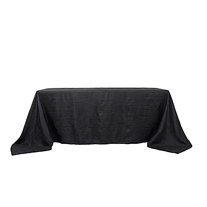 BLACK 90" x 132" Accordion Crinkle TAFFETA RECTANGLE TABLECLOTH Party Supplies detailed image 3