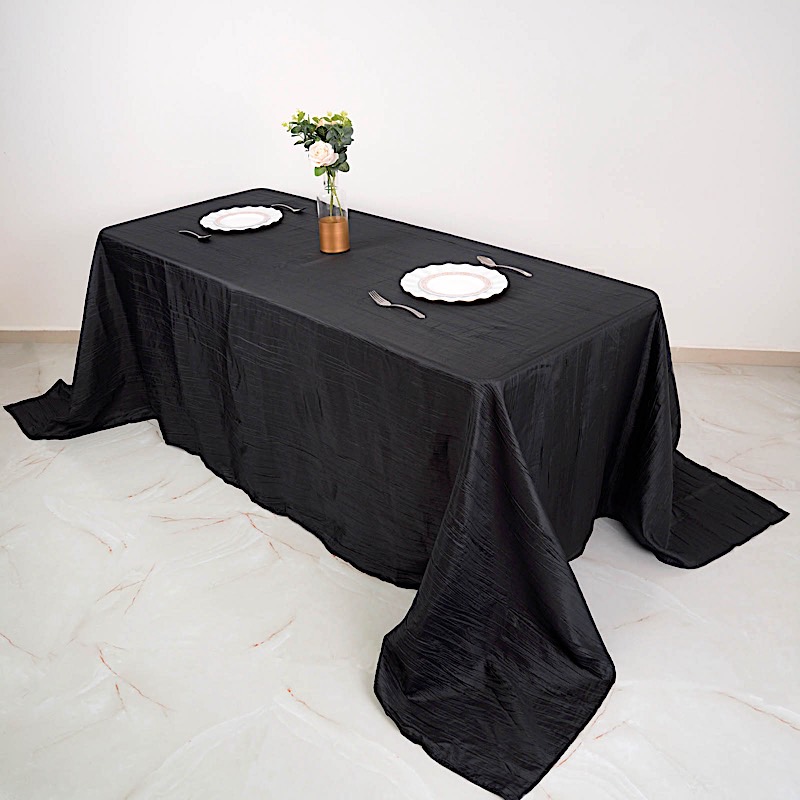 BLACK 90" x 132" Accordion Crinkle TAFFETA RECTANGLE TABLECLOTH Party Supplies detailed image 7