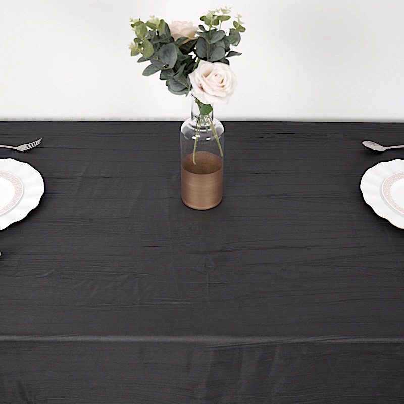 BLACK 90" x 132" Accordion Crinkle TAFFETA RECTANGLE TABLECLOTH Party Supplies detailed image 4