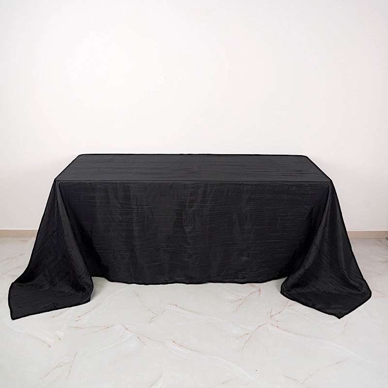 BLACK 90" x 132" Accordion Crinkle TAFFETA RECTANGLE TABLECLOTH Party Supplies main product image