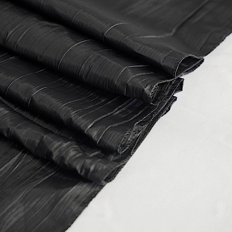 BLACK 90" x 132" Accordion Crinkle TAFFETA RECTANGLE TABLECLOTH Party Supplies detailed image 2