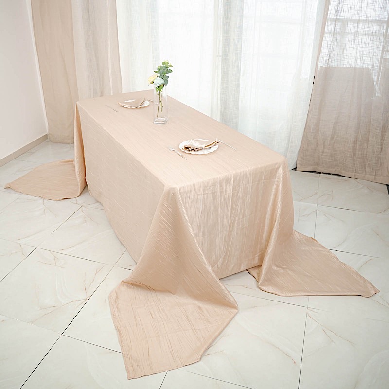 90x156-Inch Crinkle Accordion TAFFETA RECTANGLE TABLECLOTH Party Decorations - Picture 10 of 146