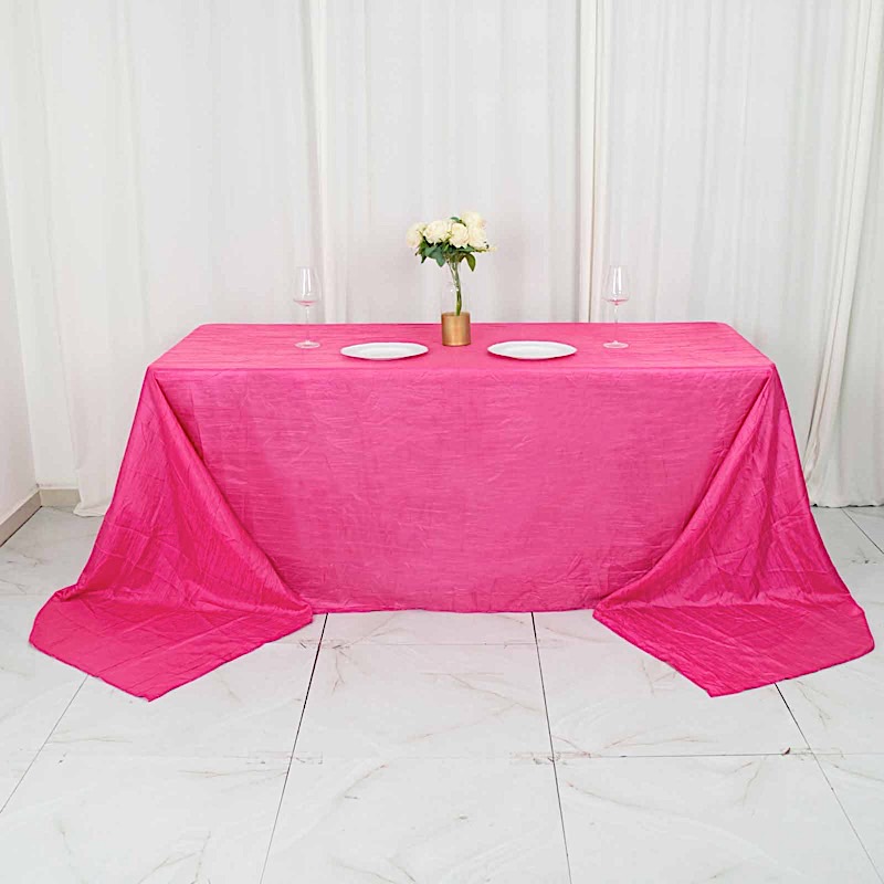 90x156-Inch Crinkle Accordion TAFFETA RECTANGLE TABLECLOTH Party Decorations - Picture 47 of 146