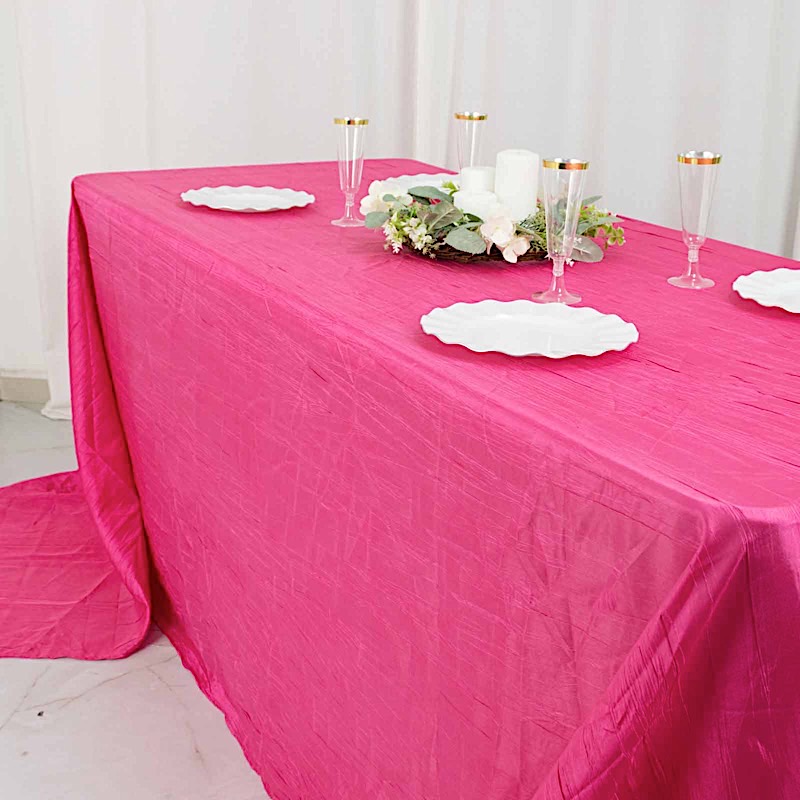 90x156-Inch Crinkle Accordion TAFFETA RECTANGLE TABLECLOTH Party Decorations - Picture 48 of 146