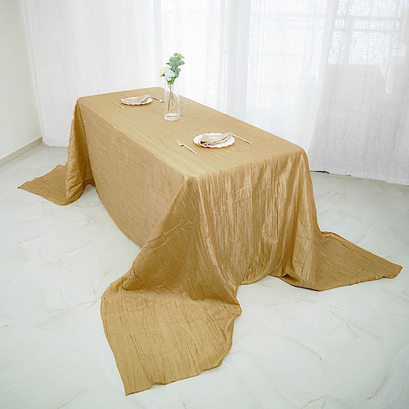 90x156-Inch Crinkle Accordion TAFFETA RECTANGLE TABLECLOTH Party Decorations - Picture 51 of 146