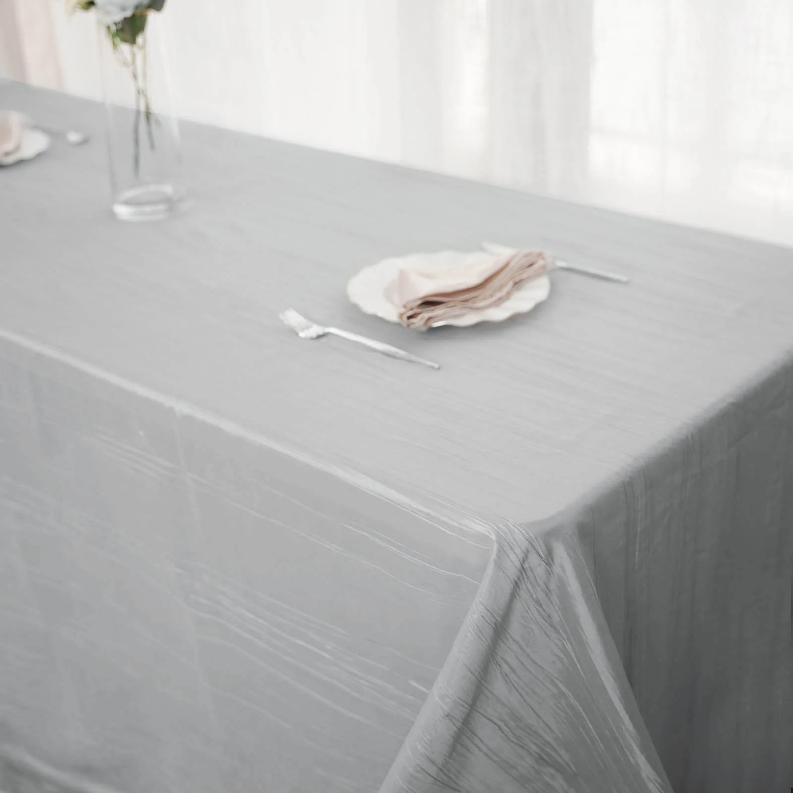90x156-Inch Crinkle Accordion TAFFETA RECTANGLE TABLECLOTH Party Decorations - Picture 114 of 146