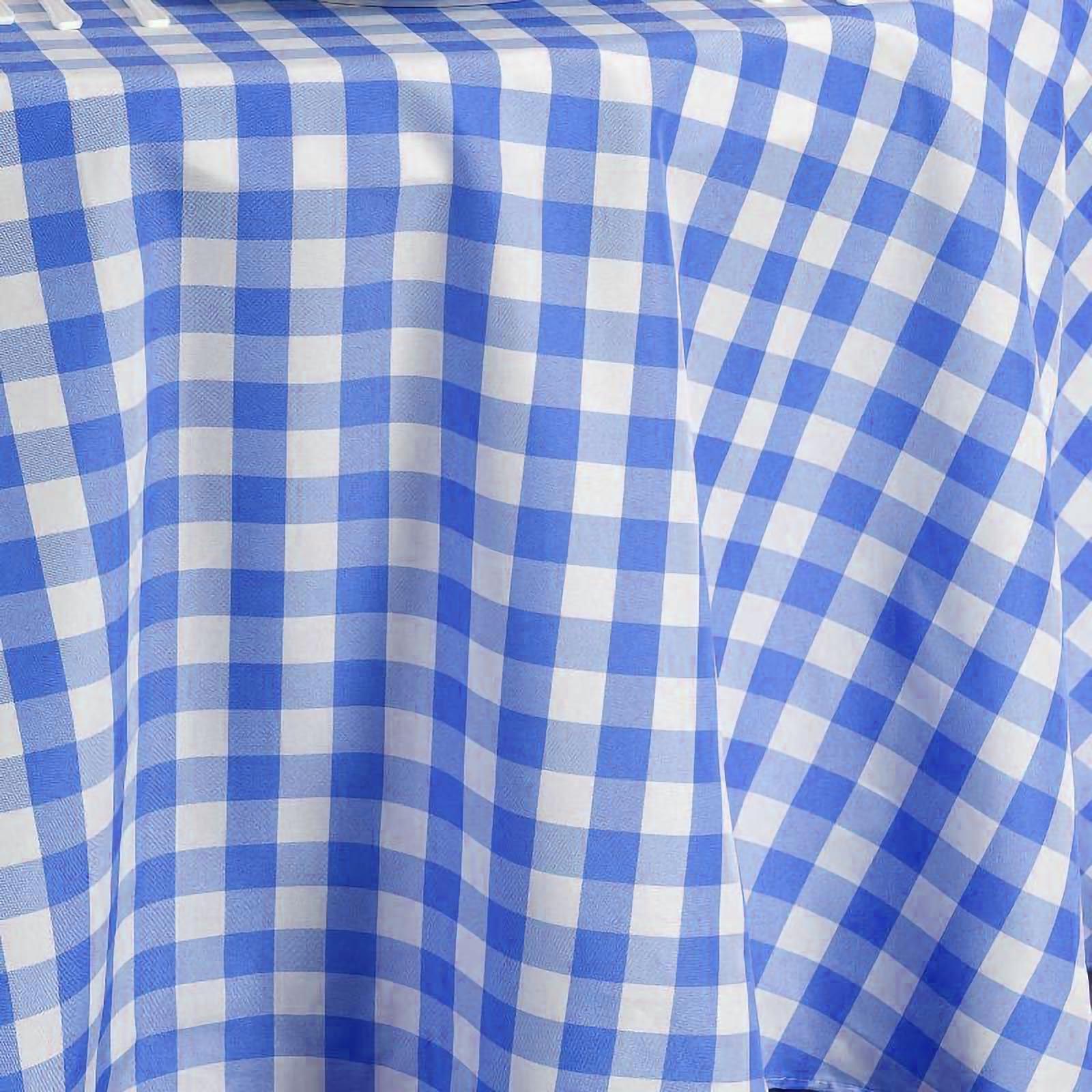 Blue White Buffalo Plaid 54" Square Polyester Tablecloth Picnic Country Linens - Bild 3 von 8