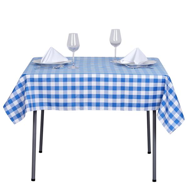 Blue White Buffalo Plaid 54" Square Polyester Tablecloth Picnic Country Linens - Bild 4 von 8