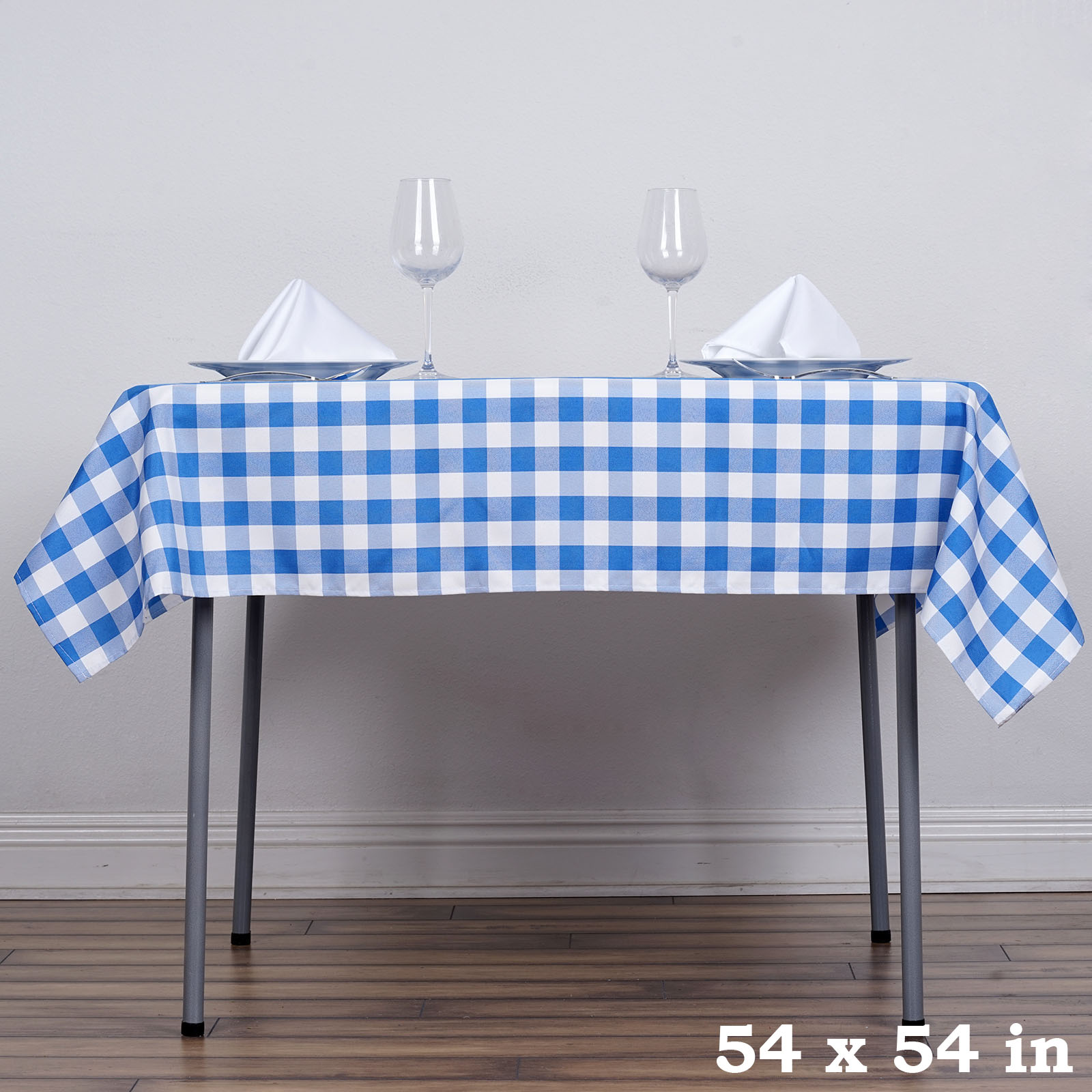 Blue White Buffalo Plaid 54" Square Polyester Tablecloth Picnic Country Linens - Bild 5 von 8