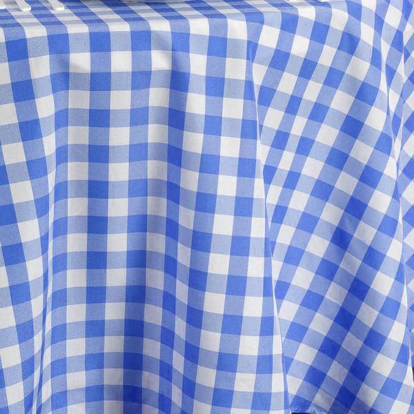 Blue White Buffalo Plaid 60x102" RECTANGLE Polyester Tablecloth Picnic Linens - Picture 3 of 6