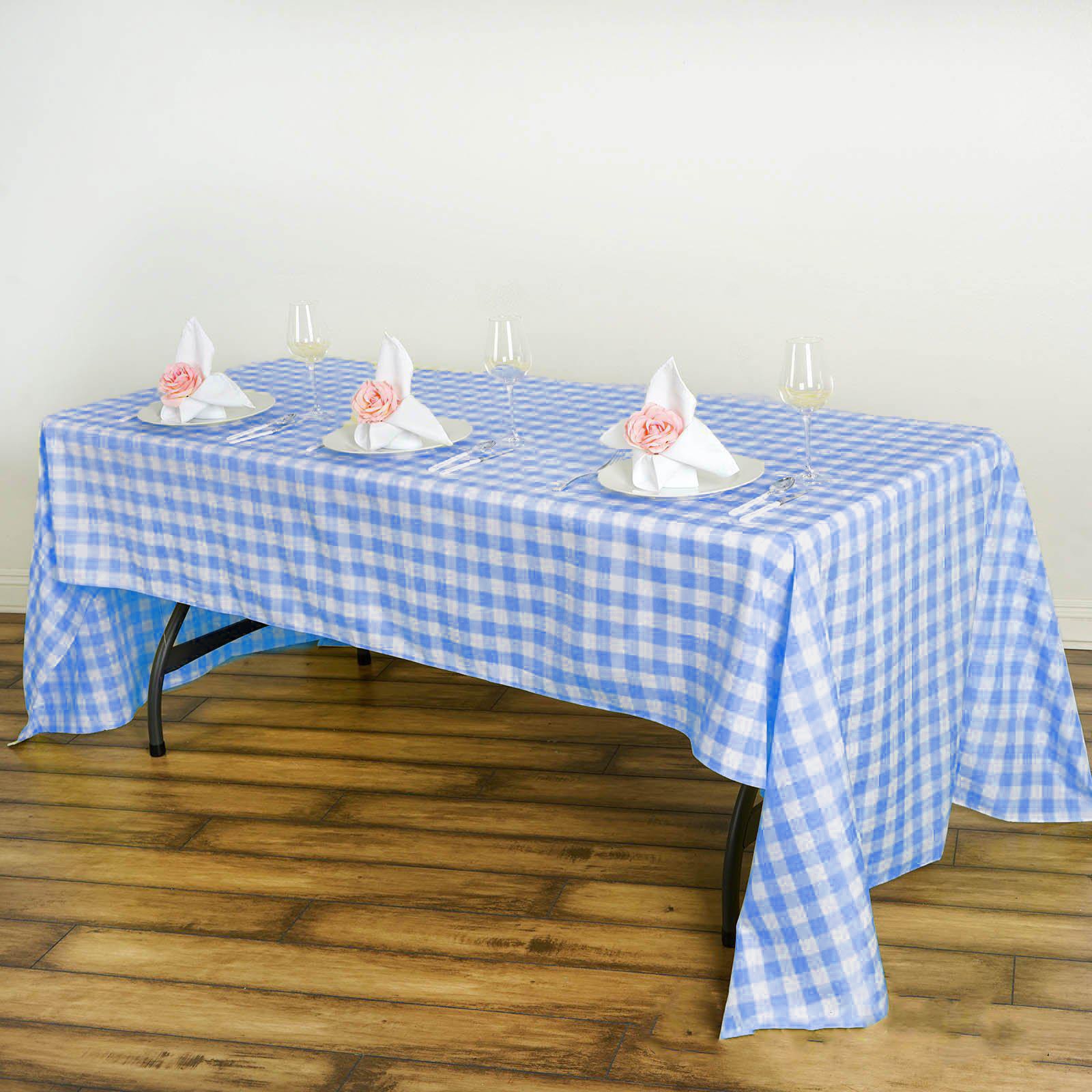 60x126" Checkered Gingham Tablecloth Polyester Rectangular Linens Wedding PARTY - Picture 20 of 53