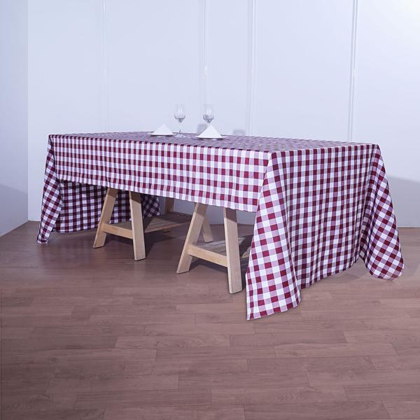 60x126" Checkered Gingham Tablecloth Polyester Rectangular Linens Wedding PARTY - Picture 27 of 53