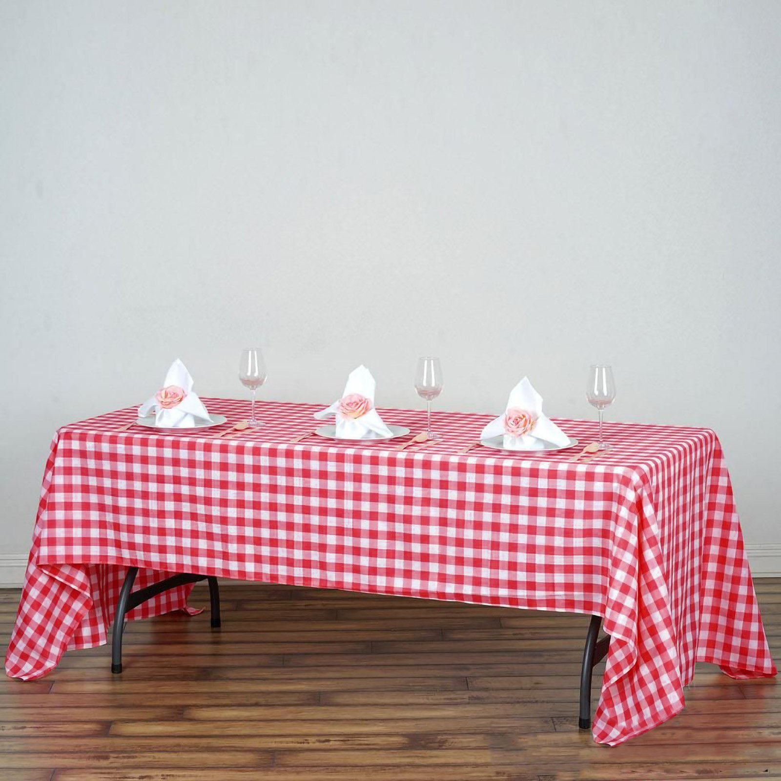 60x126" Checkered Gingham Tablecloth Polyester Rectangular Linens Wedding PARTY - Picture 50 of 53