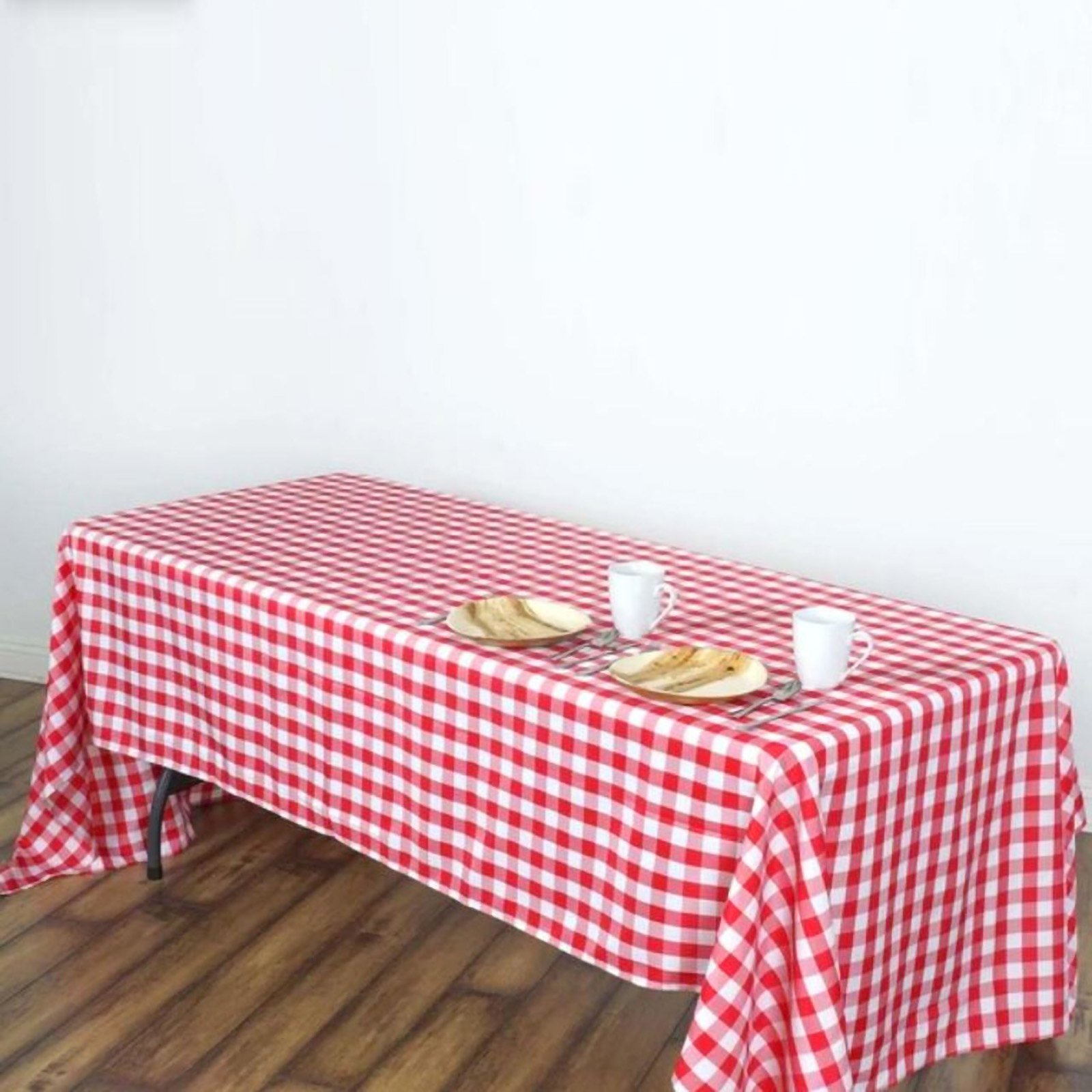 60x126" Checkered Gingham Tablecloth Polyester Rectangular Linens Wedding PARTY - Picture 49 of 53