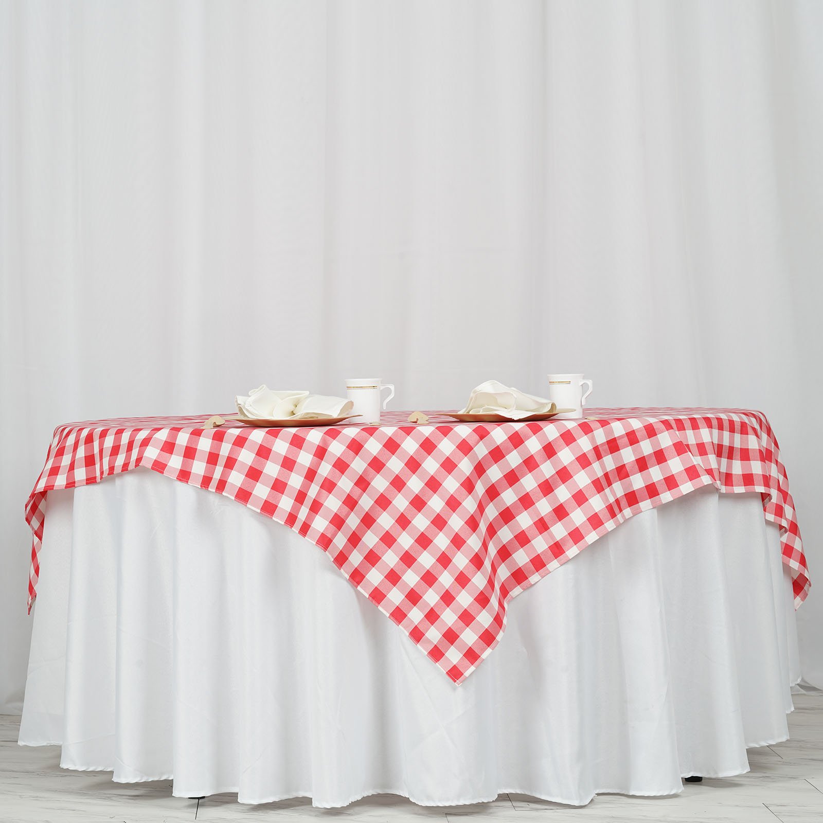 70x70-Inch SQUARE Checked Gingham Polyester Tablecloth Dinner Wedding Linens - Picture 25 of 26