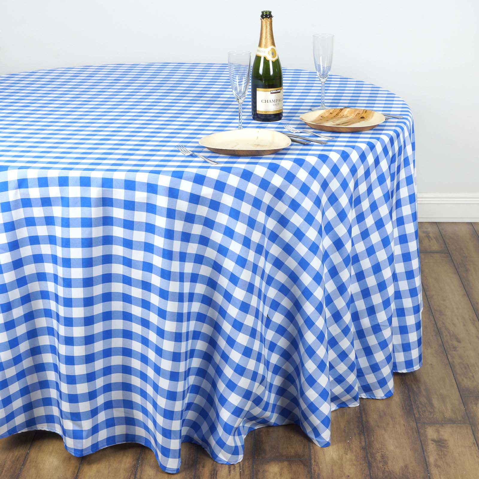 90" Checkered Gingham Tablecloth Polyester Round Linens Wedding PARTY