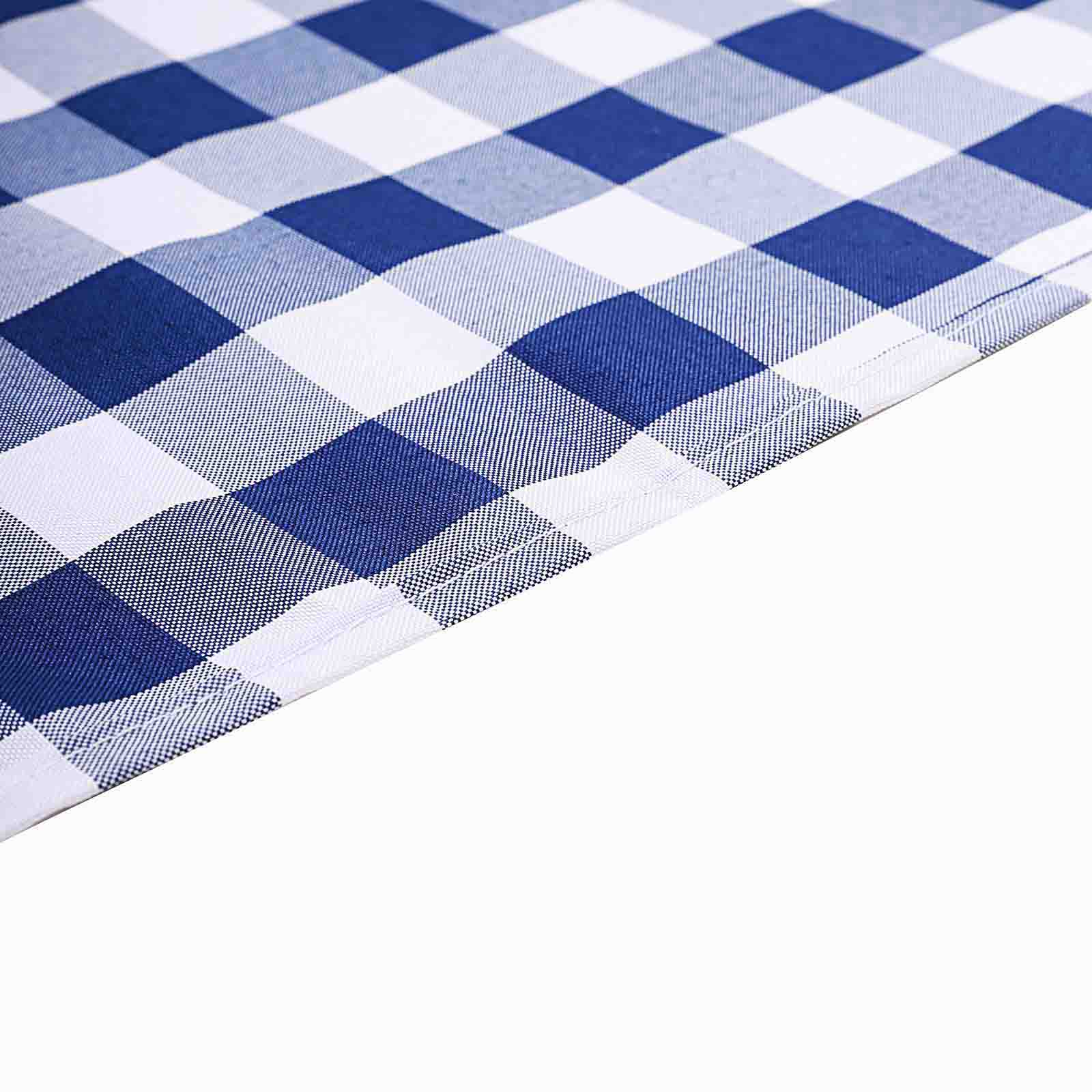 90 Zoll Marineblau Rund Gingham Kariert Polyester Tischdecke Tischwäsche - Bild 8 von 10