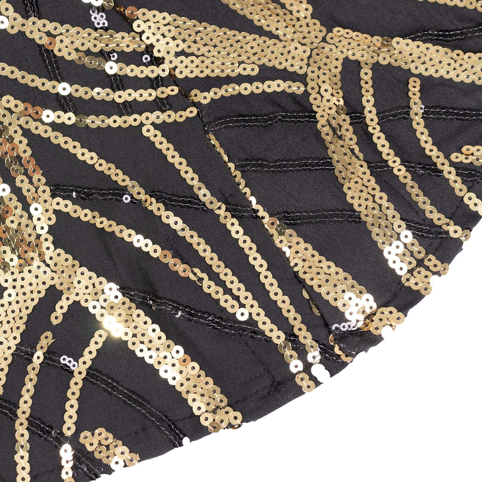 Schwarzgold Cocktail Spandex Tischabdeckung Welle bestickt Pailletten Party Events - Bild 7 von 10