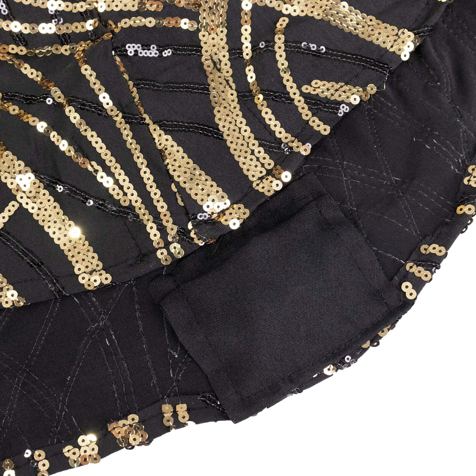 Schwarzgold Cocktail Spandex Tischabdeckung Welle bestickt Pailletten Party Events - Bild 8 von 10