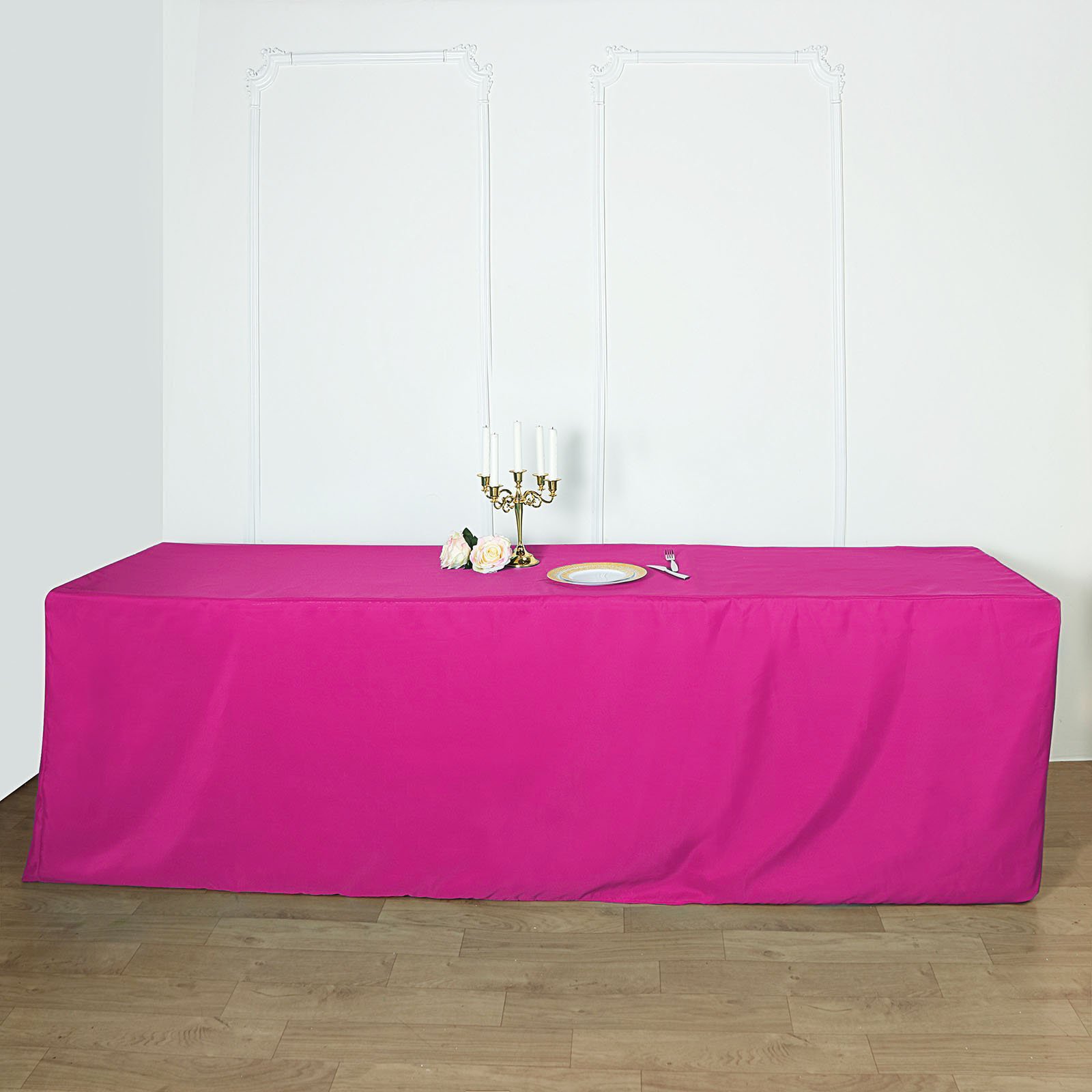 8 feet Fitted Polyester Tablecloths Wedding Party Catering Table Linens Home - 第 37/98 張圖片