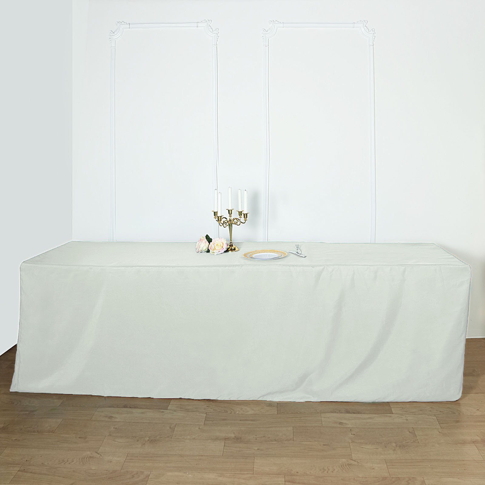 8 feet Fitted Polyester Tablecloths Wedding Party Catering Table Linens Home - 第 55/98 張圖片