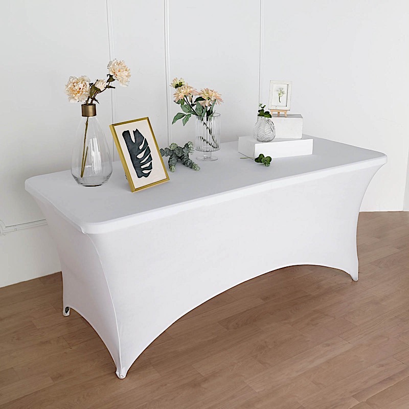 6 feet Fitted SPANDEX TABLECLOTH Open Back Rectangle Table Cover Party Supplies - Picture 42 of 42