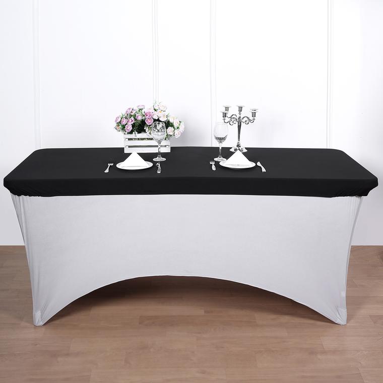 6 ft Fitted Spandex Rectangular Table Top Cover Wedding Party Events Decorations - Picture 7 of 19