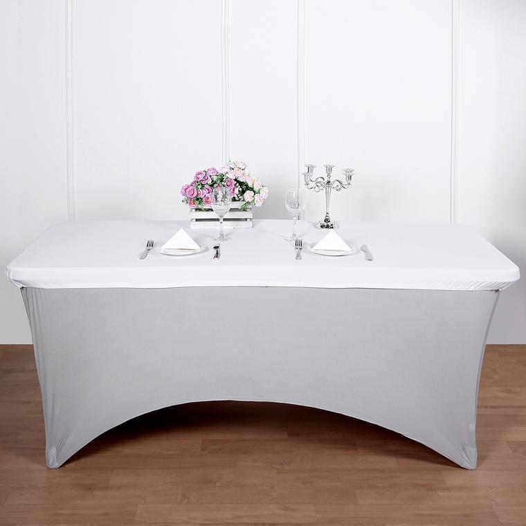 6 ft Fitted Spandex Rectangular Table Top Cover Wedding Party Events Decorations - Picture 15 of 19