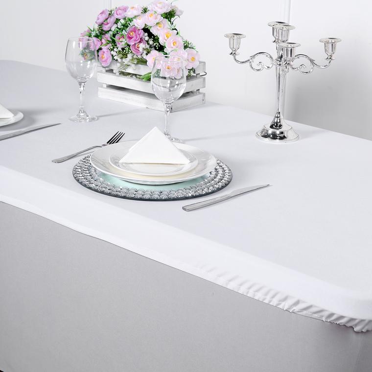 6 ft Fitted Spandex Rectangular Table Top Cover Wedding Party Events Decorations - Picture 13 of 19