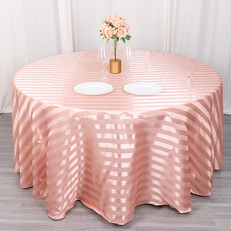 120" Stripes Satin Round Tablecloth Wedding Party Table Linens Event Decorations - Picture 11 of 65