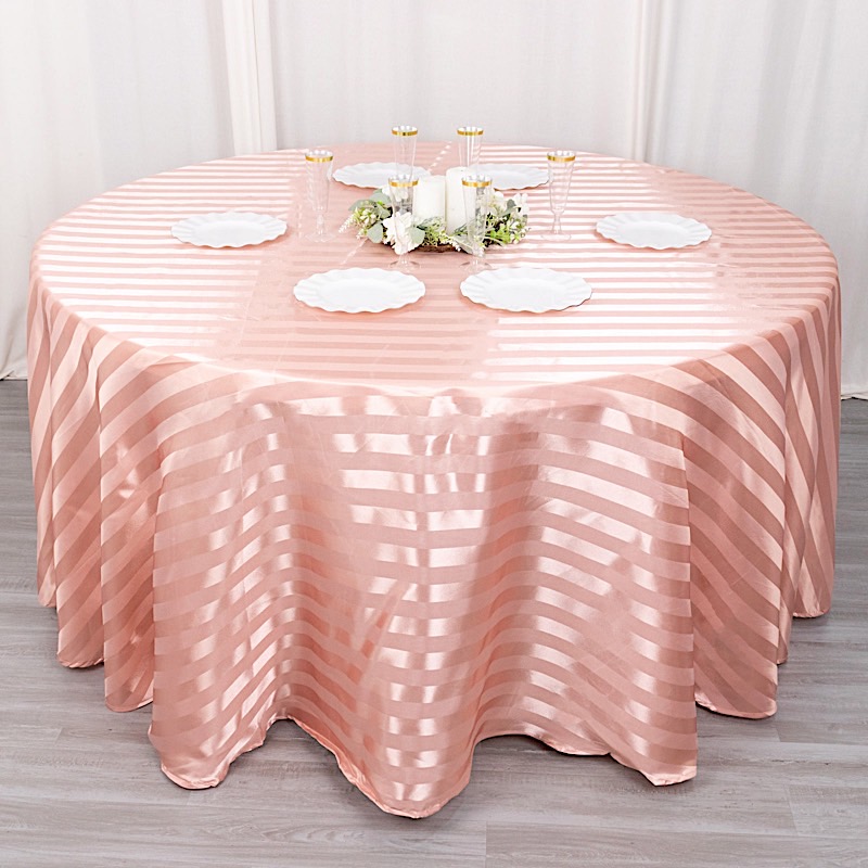 120" Stripes Satin Round Tablecloth Wedding Party Table Linens Event Decorations - Picture 15 of 65