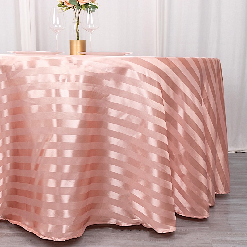 120" Stripes Satin Round Tablecloth Wedding Party Table Linens Event Decorations - Picture 12 of 65
