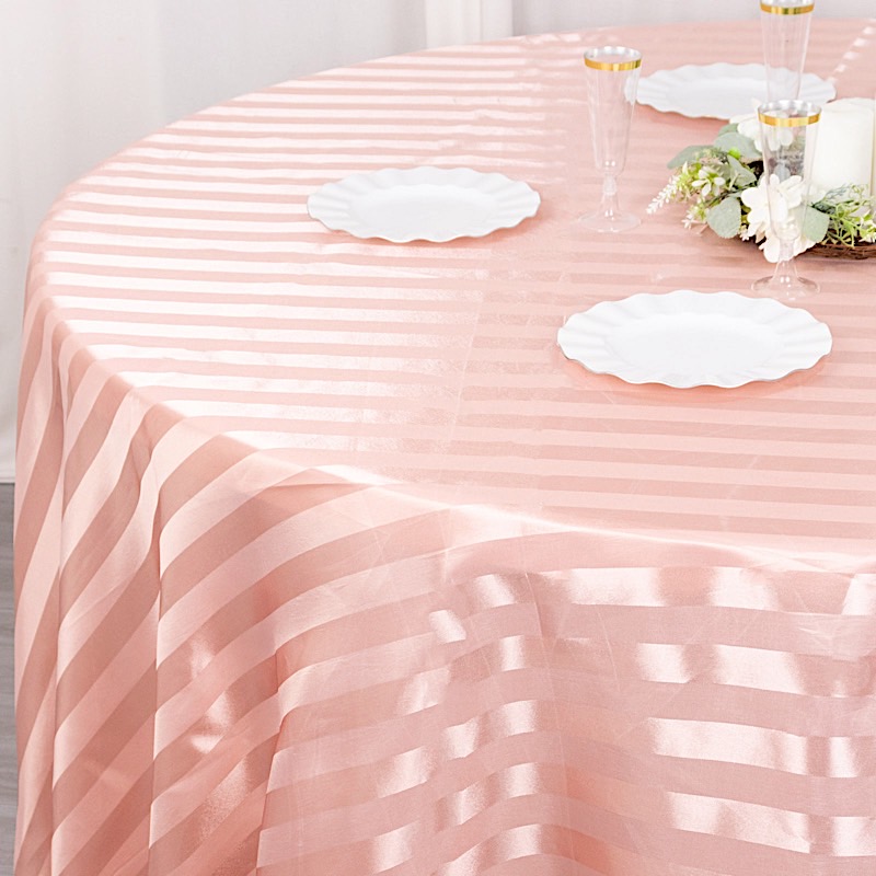 120" Stripes Satin Round Tablecloth Wedding Party Table Linens Event Decorations - Picture 14 of 65