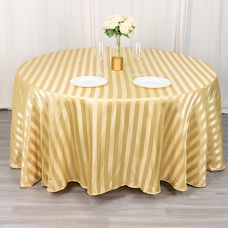 120" Stripes Satin Round Tablecloth Wedding Party Table Linens Event Decorations - Picture 4 of 65