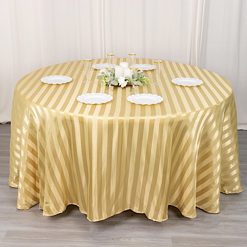 120" Stripes Satin Round Tablecloth Wedding Party Table Linens Event Decorations - Picture 8 of 65