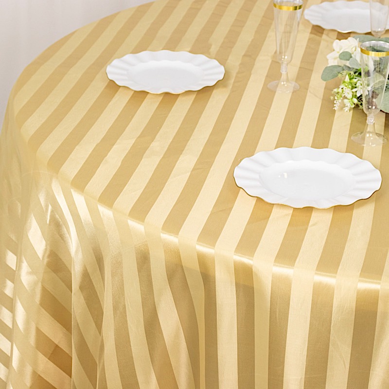 120" Stripes Satin Round Tablecloth Wedding Party Table Linens Event Decorations - Picture 7 of 65