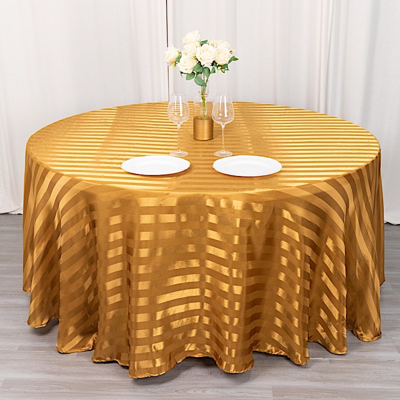 120" Stripes Satin Round Tablecloth Wedding Party Table Linens Event Decorations - Picture 19 of 65