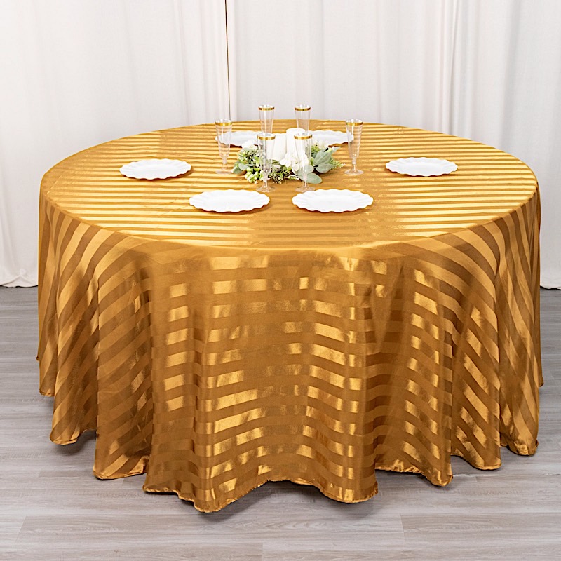 120" Stripes Satin Round Tablecloth Wedding Party Table Linens Event Decorations - Picture 23 of 65