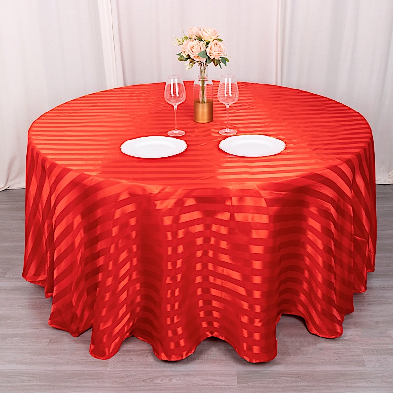 120" Stripes Satin Round Tablecloth Wedding Party Table Linens Event Decorations - Picture 35 of 65