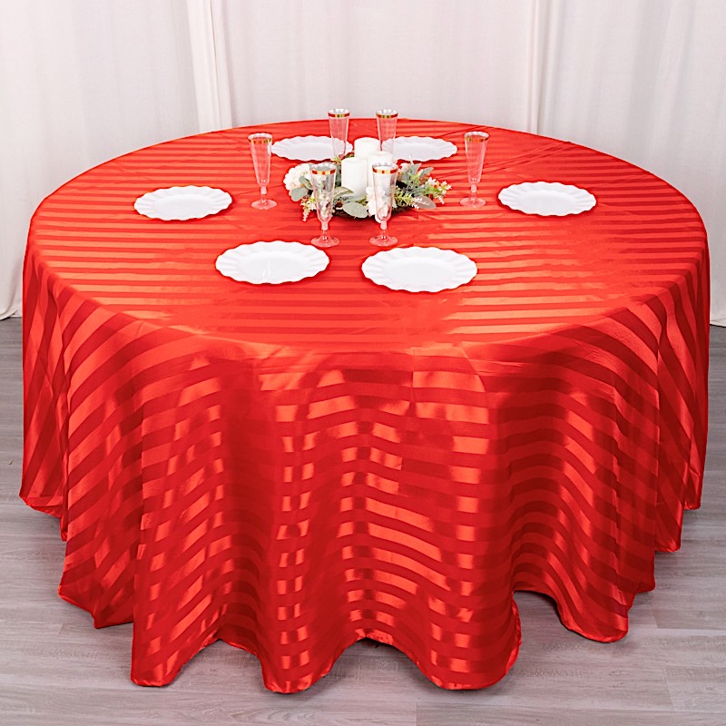 120" Stripes Satin Round Tablecloth Wedding Party Table Linens Event Decorations - Picture 39 of 65