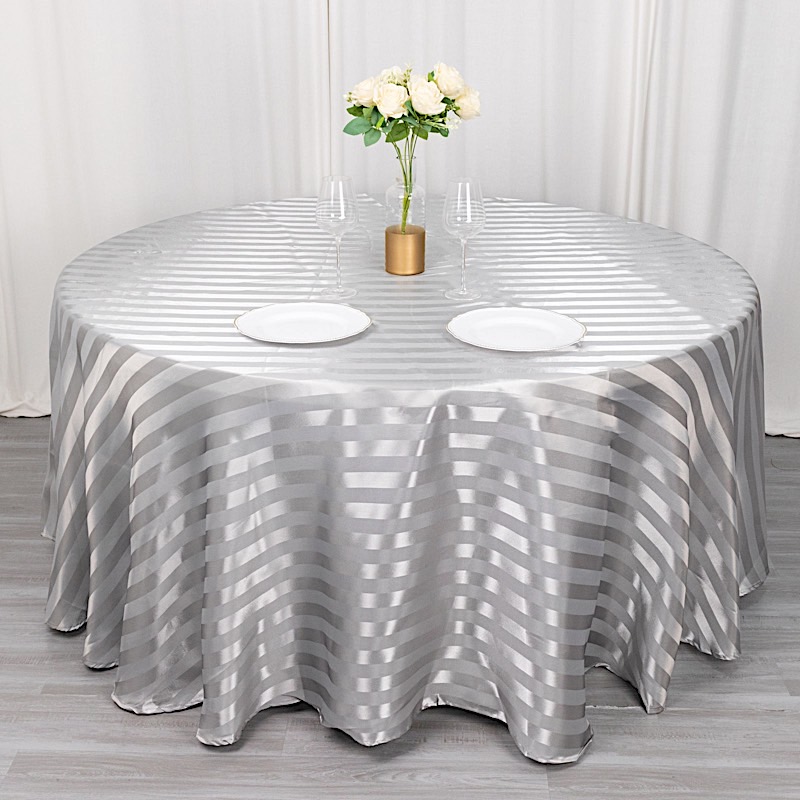120" Stripes Satin Round Tablecloth Wedding Party Table Linens Event Decorations - Picture 51 of 65
