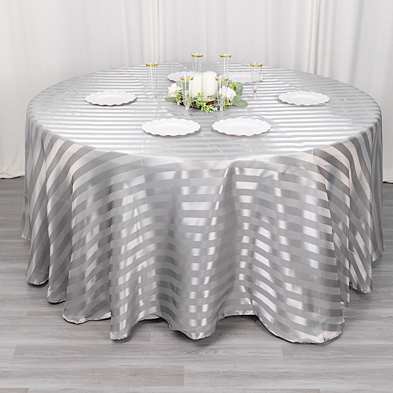 120" Stripes Satin Round Tablecloth Wedding Party Table Linens Event Decorations - Picture 55 of 65