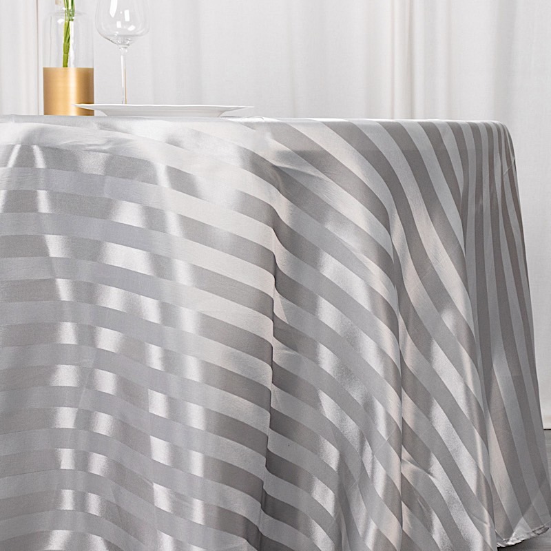 120" Stripes Satin Round Tablecloth Wedding Party Table Linens Event Decorations - Picture 52 of 65