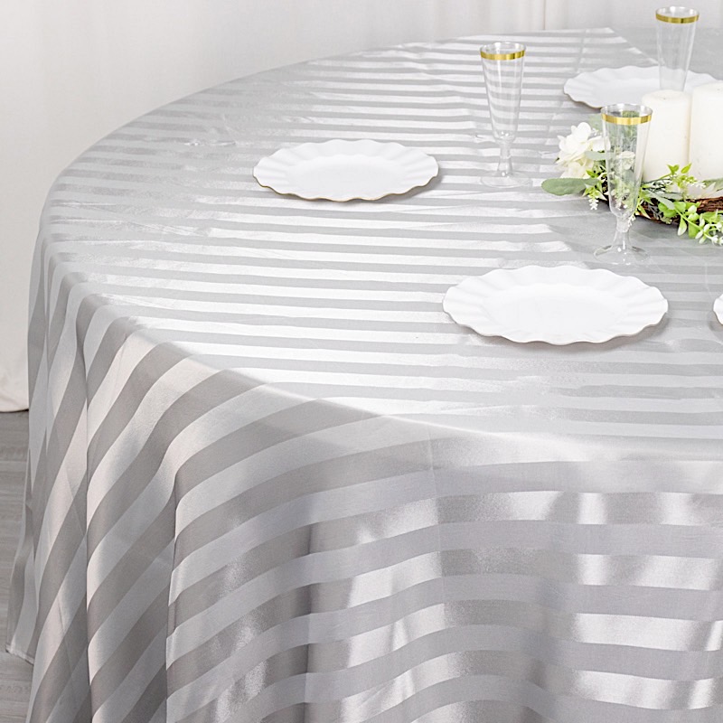 120" Stripes Satin Round Tablecloth Wedding Party Table Linens Event Decorations - Picture 54 of 65