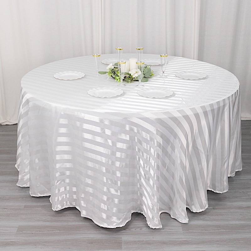 120" Stripes Satin Round Tablecloth Wedding Party Table Linens Event Decorations - Picture 63 of 65